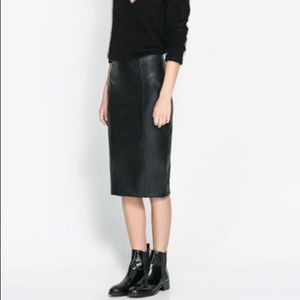 Zara Leather Pencil Skirt